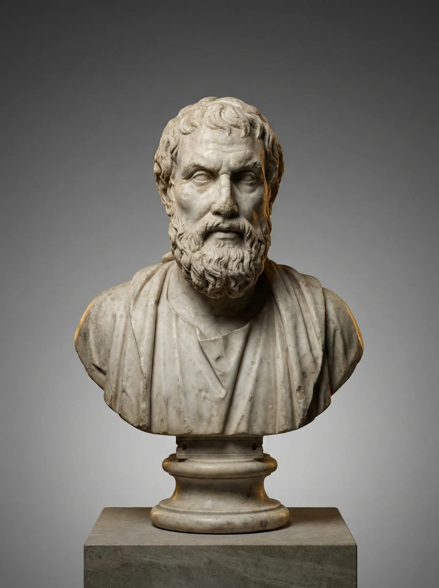 Marble bust of Epictetus, Greek Stoic philosopher and teacher