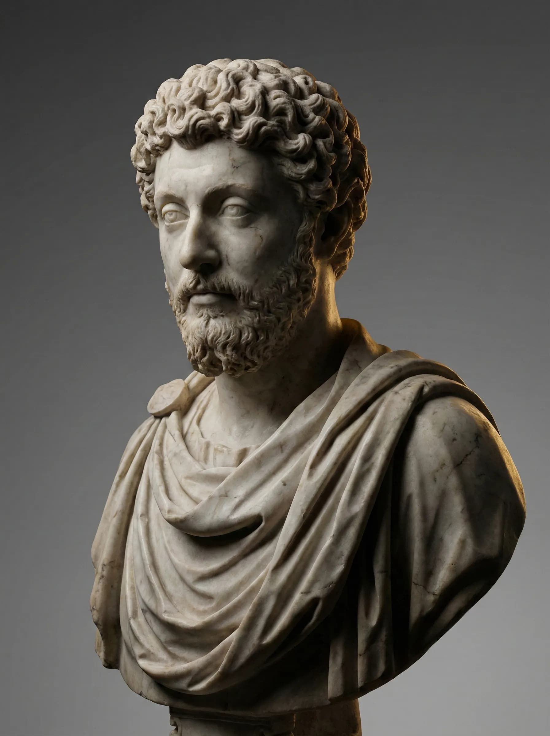 Marble bust of Marcus Aurelius, Roman Emperor and Stoic philosopher